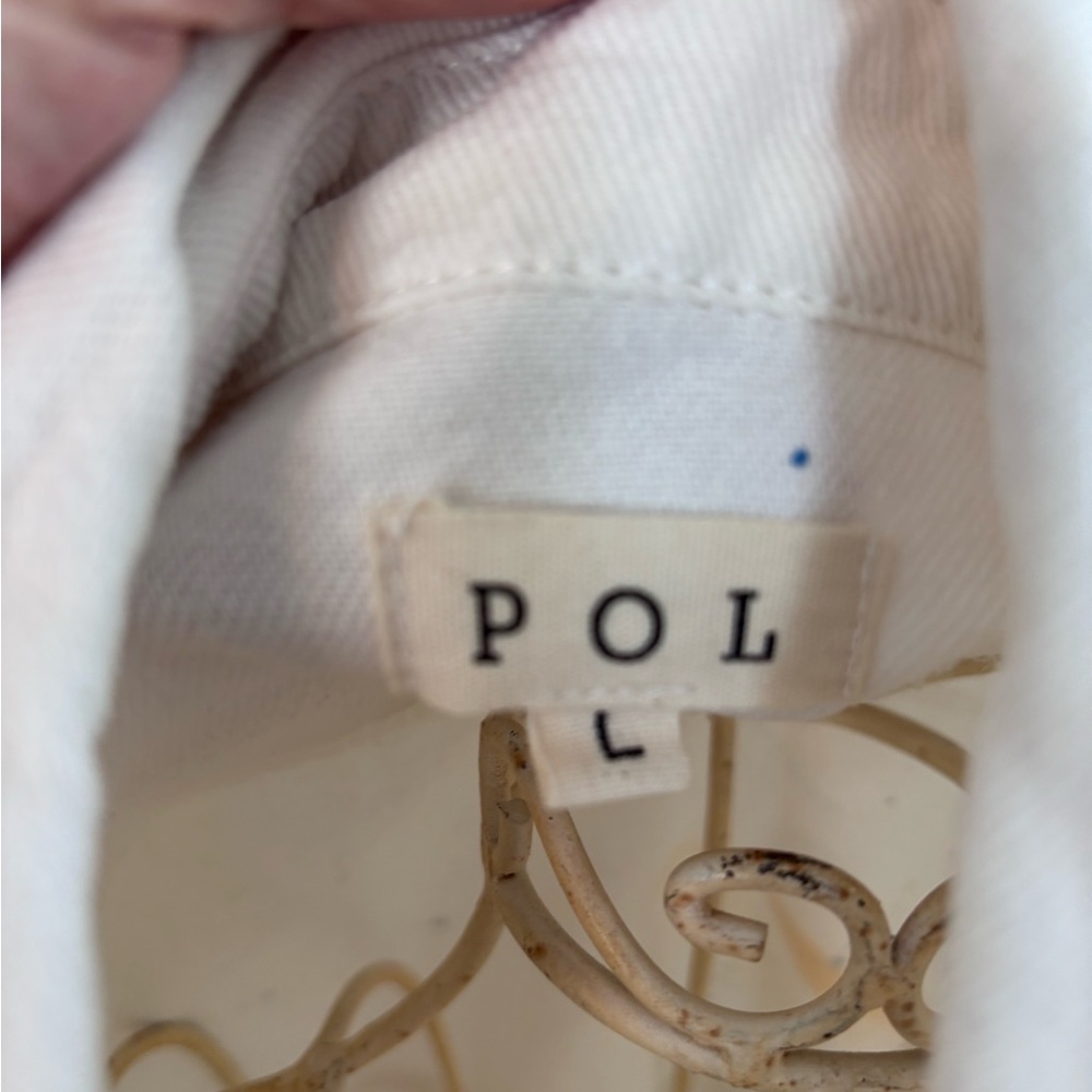POL White Jean Jacket with Blue and Yellow Accents - Picture 7 of 12